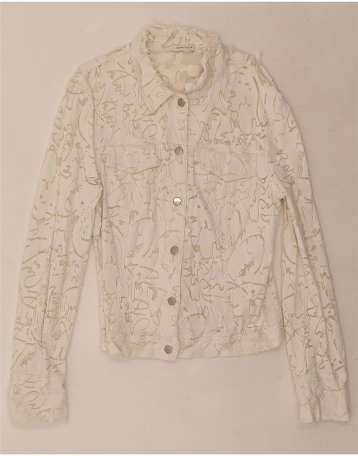 Cristina Gavioli Womens Abstract Pattern Bomber Jacket UK 14 Medium White