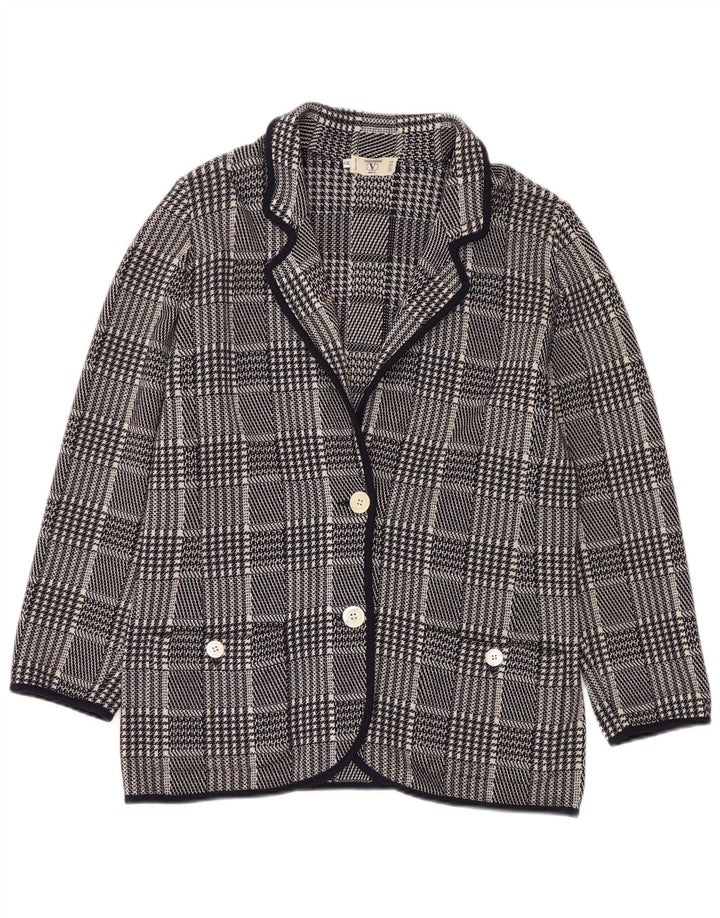VALENTINO Womens Miss V Blazer Jacket IT 48 XL Navy Blue Houndstooth