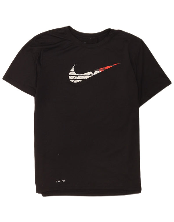 Nike Womens Dri Fit Regular Graphic T-Shirt Top UK 16 Large Black Polyester