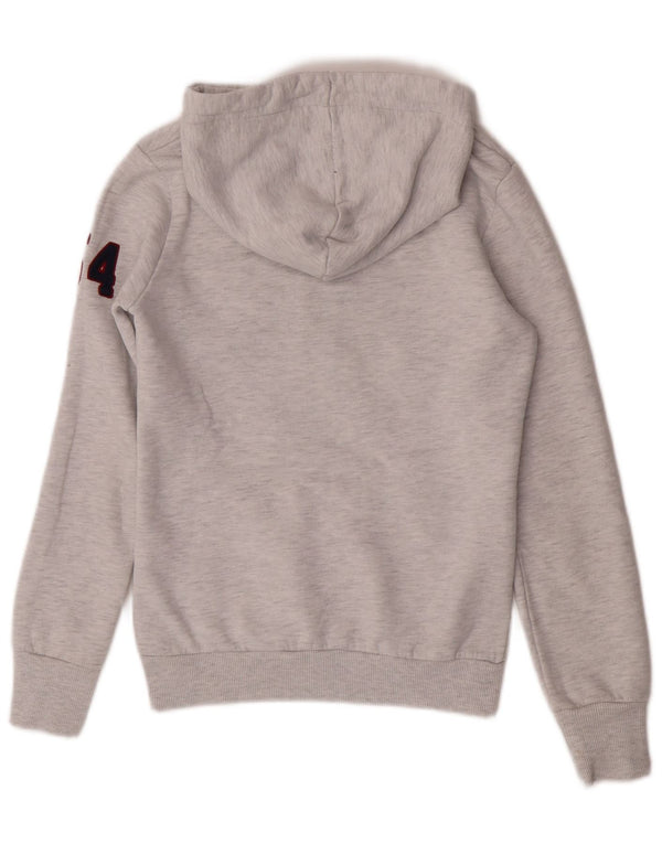 Superdry Womens Heritage Graphic Hoodie Jumper UK 6 XS Grey Cotton