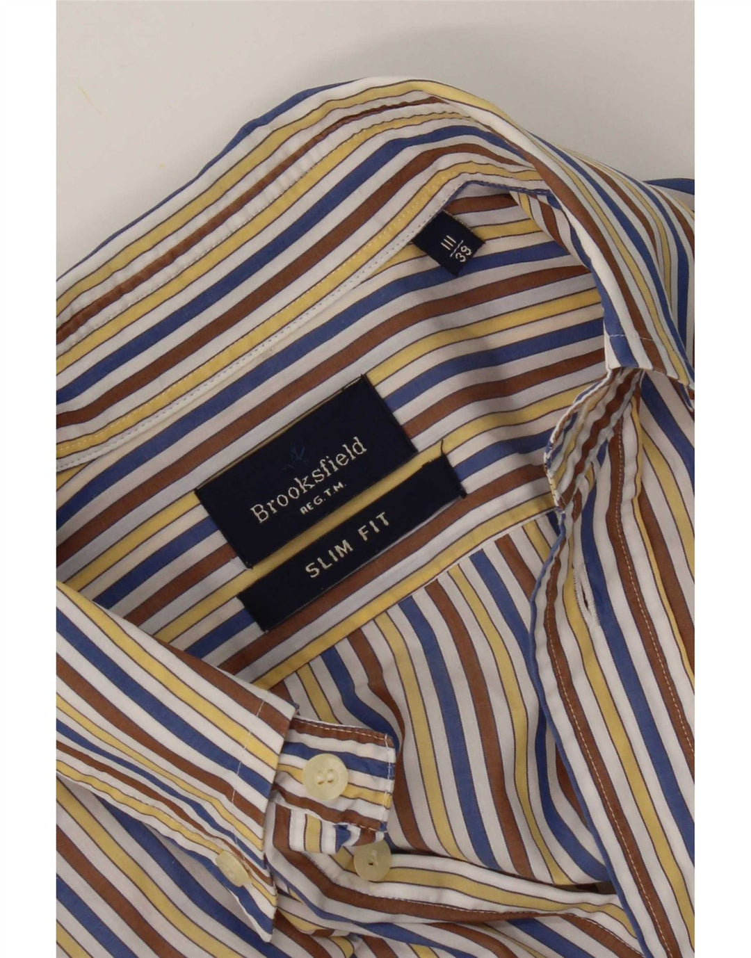 Brooksfield Mens Slim Fit Shirt Size 39 Medium Multicoloured Pinstripe
