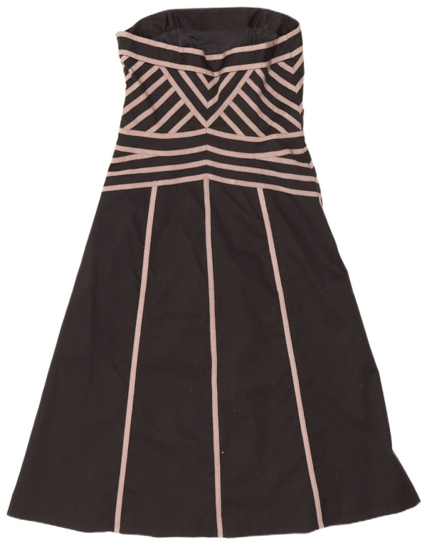 Coast Womens Slim Fit Strapless Dress UK 8 Small Black Geometric Cotton