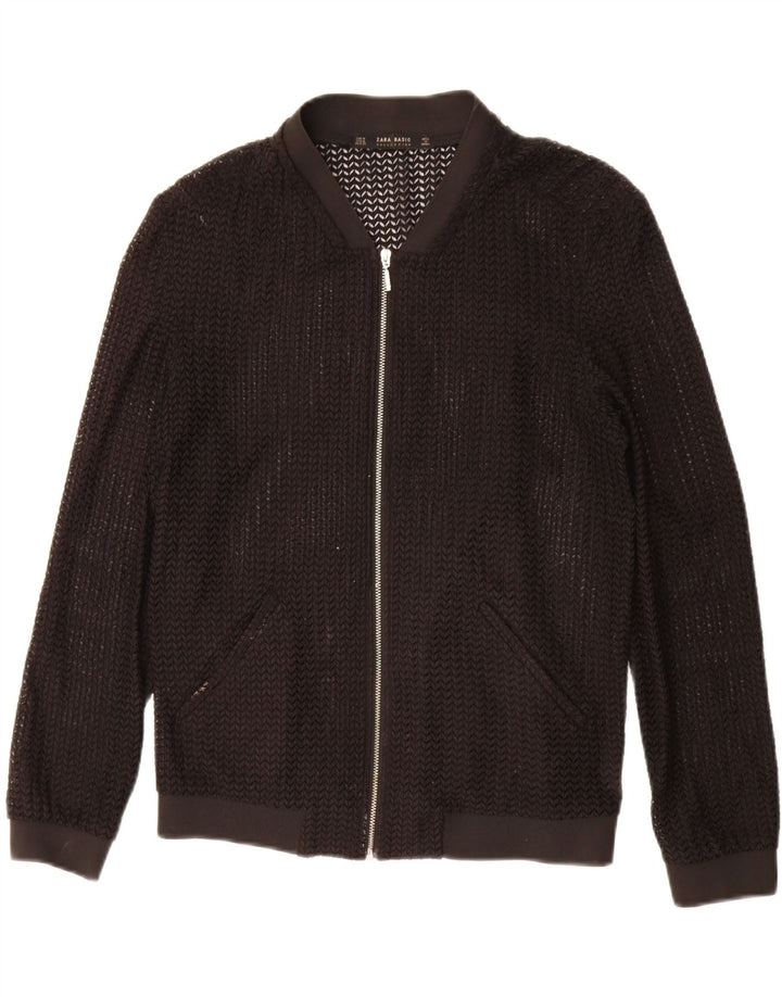 Zara Womens See throught Bomber Jacket UK 14 Medium Black