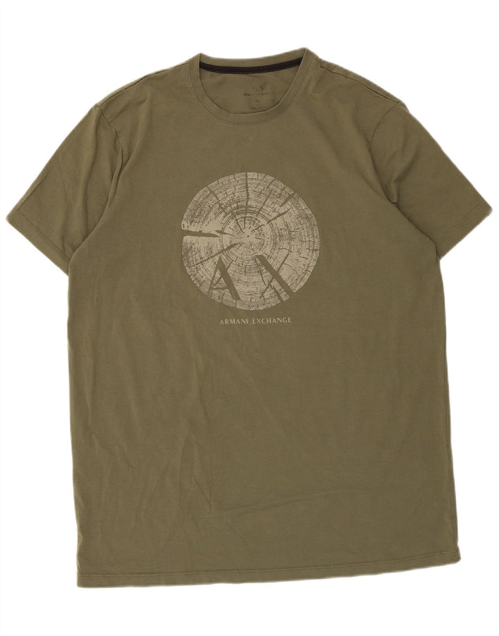 Armani Exchange Mens Graphic T-Shirt Top XL Khaki