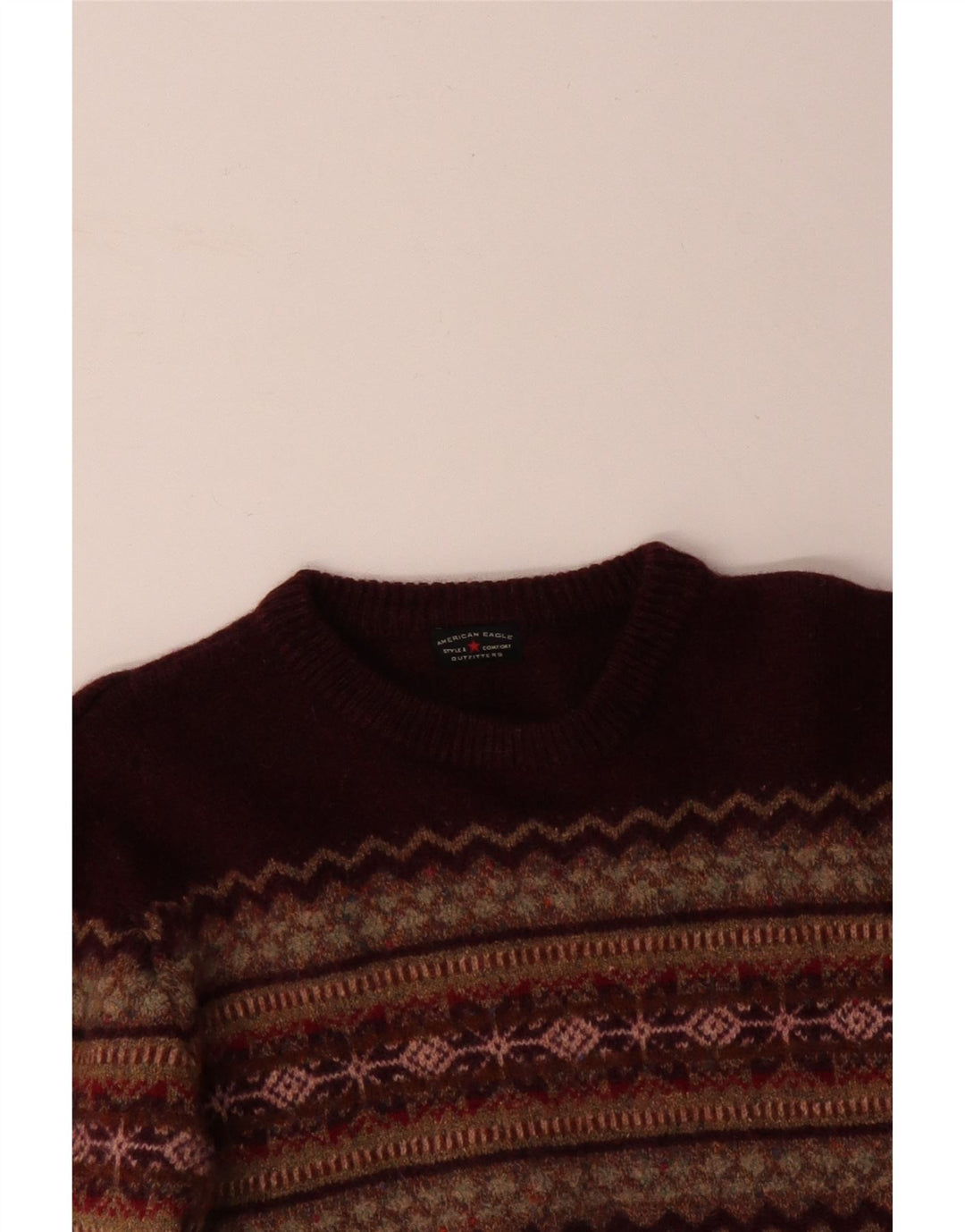 AMERICAN EAGLE Womens Crew Neck Jumper Sweater UK 14 Medium Maroon