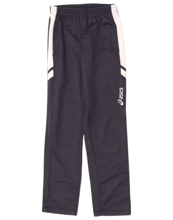 Asics Boys Graphic Tracksuit Trousers 11-12 Years Navy Blue Colourblock