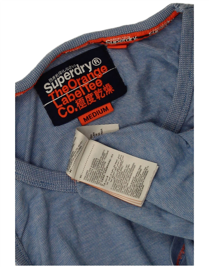 SUPERDRY Mens Vest Top Medium Blue Pinstripe Cotton