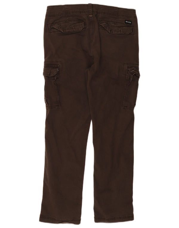 Hollister Mens Slim Cargo Trousers W34 L32 Brown Cotton