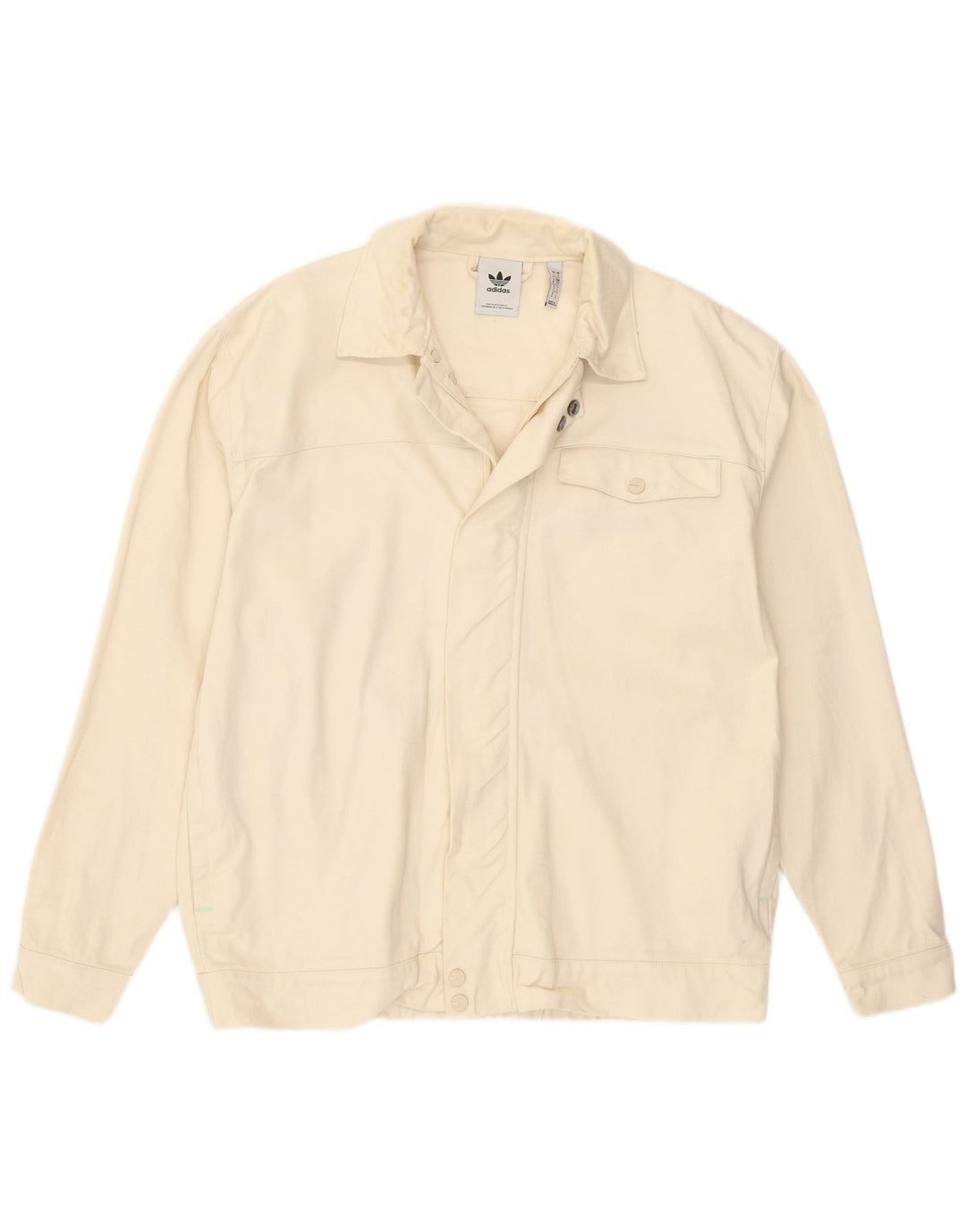 Adidas Mens Bomber Jacket UK 36 Small Off White Cotton