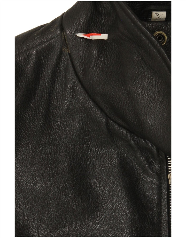 CLASSIC Womens Leather Jacket UK 12 Medium Black Leather