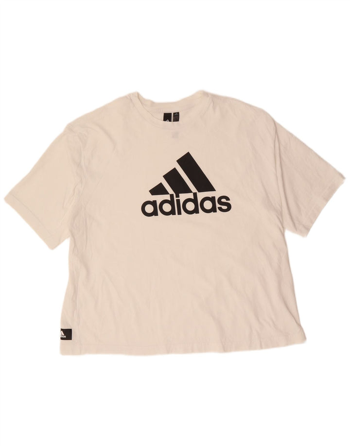 ADIDAS Womens Oversized Graphic T-Shirt Top UK 20/22 XL White Cotton