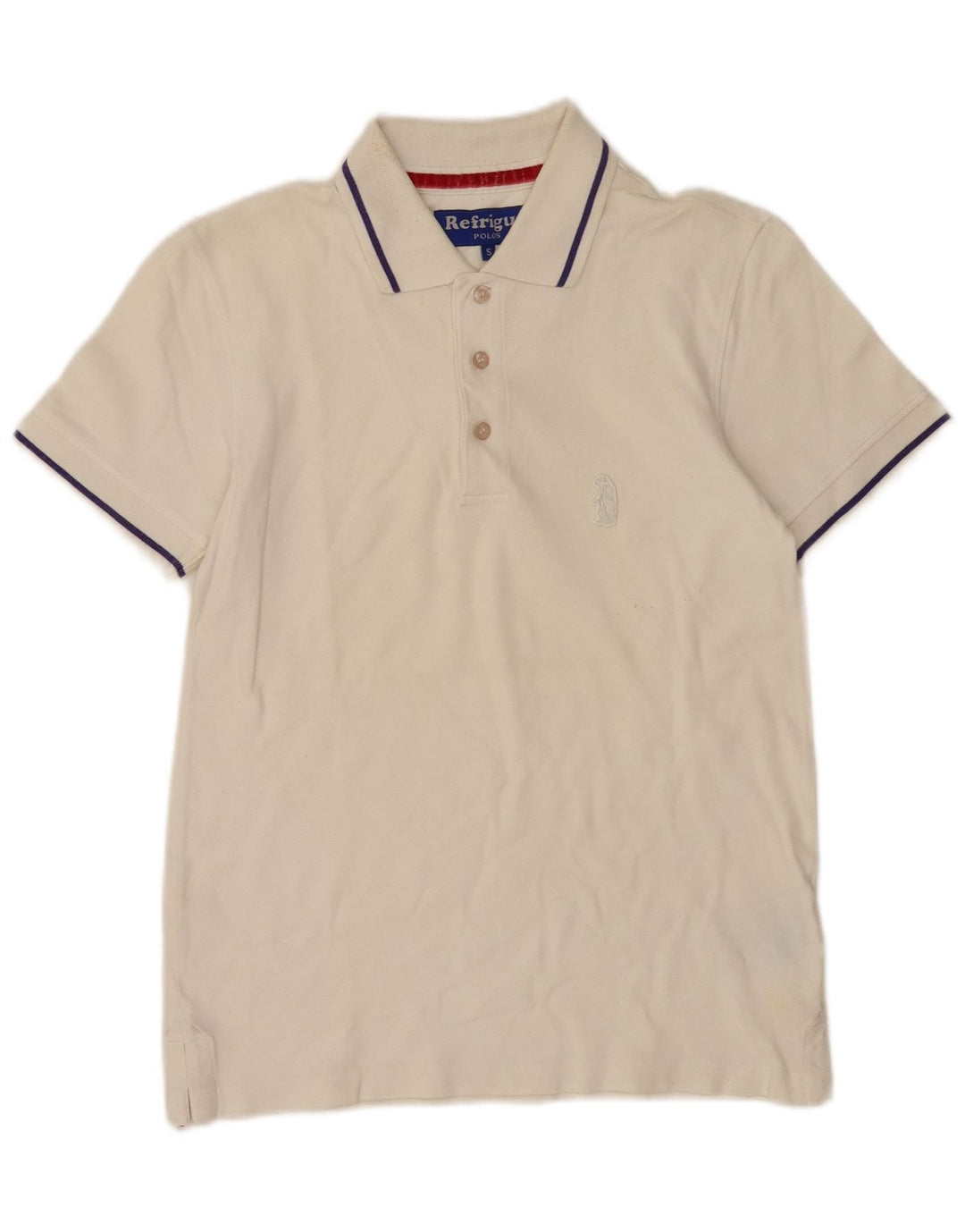 Refrigue Mens Polo Shirt Small White Cotton