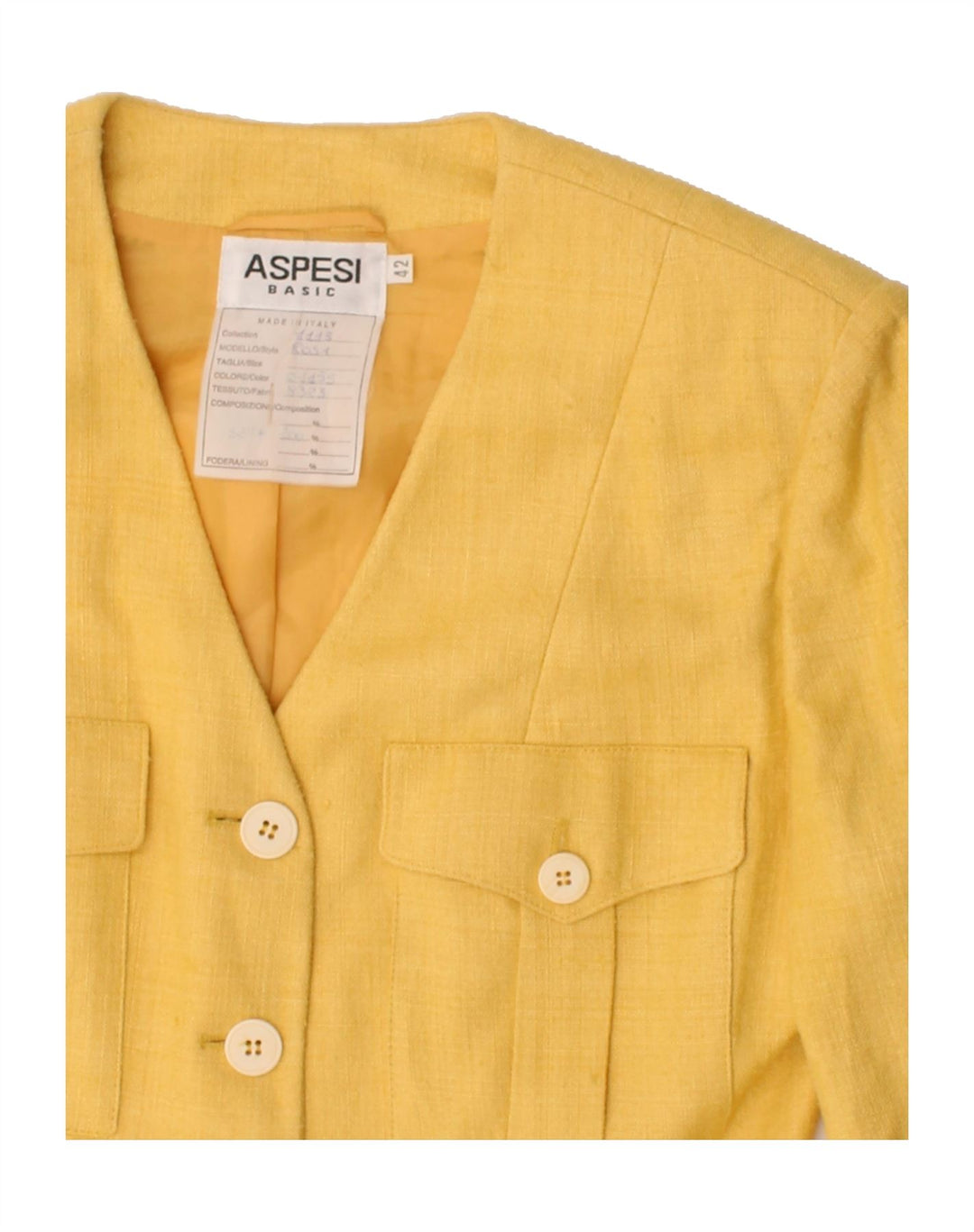 ASPESI Womens 4 Button Blazer Jacket IT 42 Medium Yellow Vintage Aspesi and Second-Hand Aspesi from Messina Hembry 