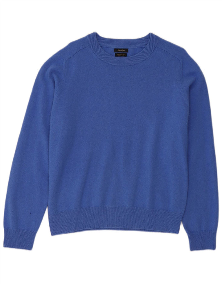 Massimo Dutti Mens Crew Neck Jumper Sweater XL Blue Wool