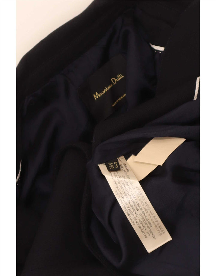 Massimo Dutti Womens 1 Button Blazer Jacket EU 40 Medium Navy Blue Viscose