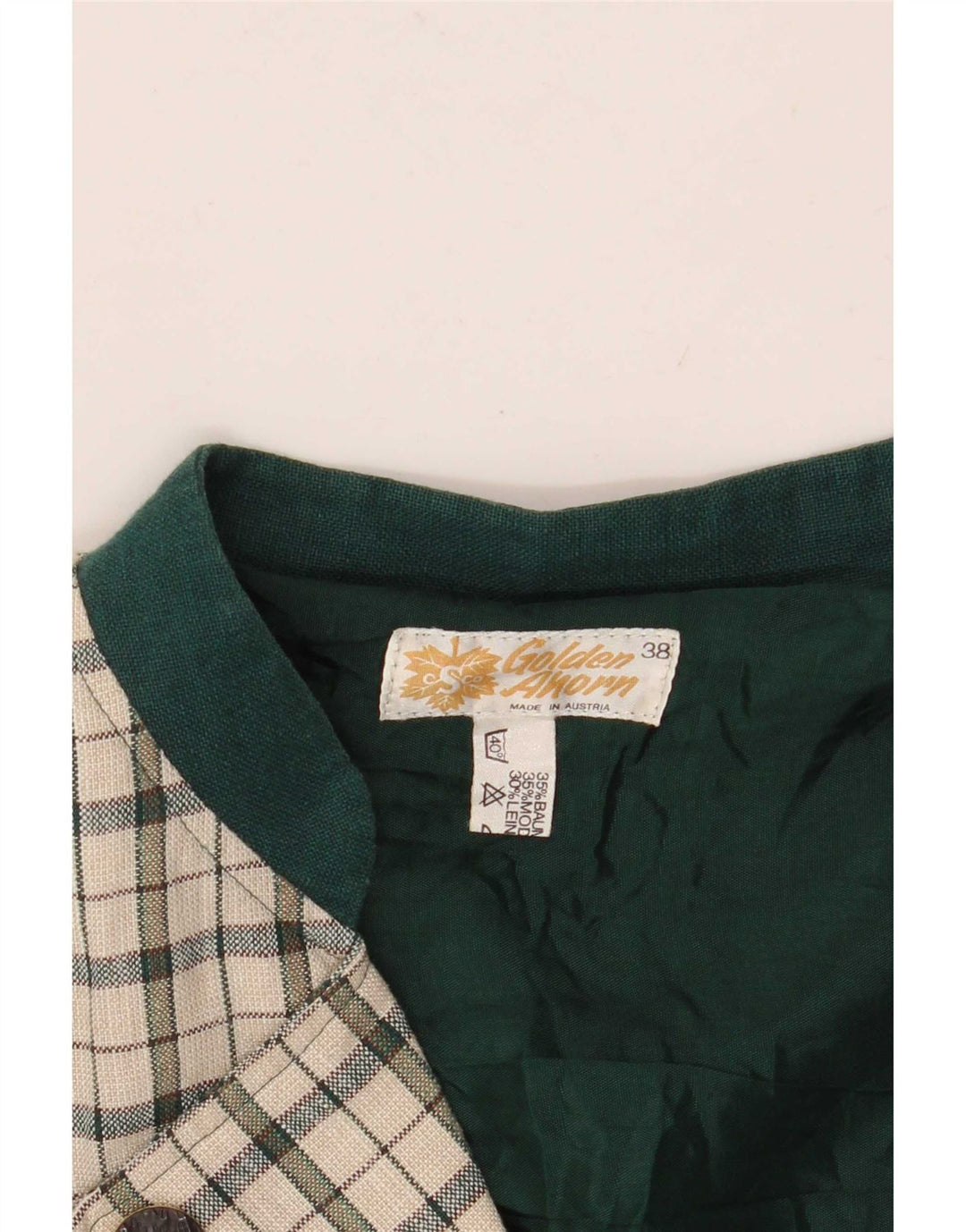Vintage Womens Double Breasted Blazer Jacket EU 38 Medium Off White Check