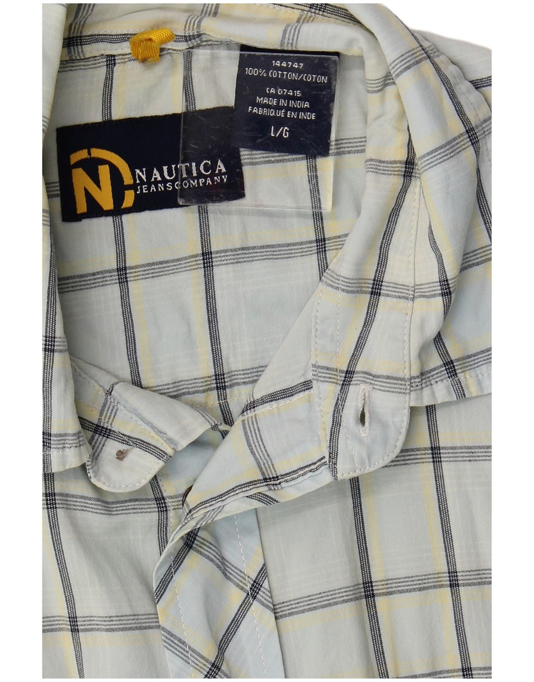 NAUTICA Mens Short Sleeve Shirt Large Blue Check Cotton