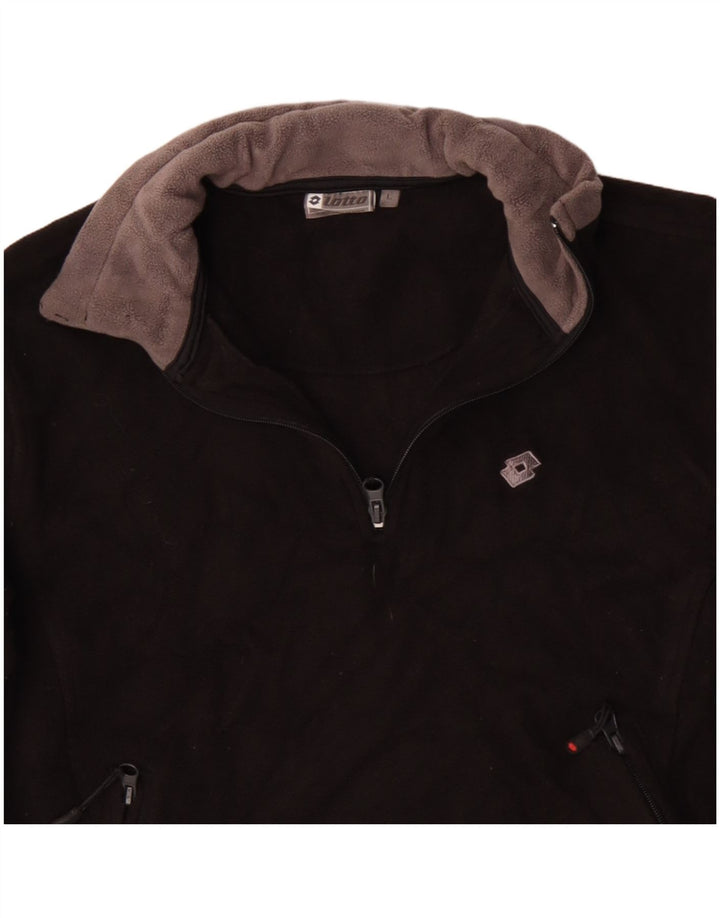 Lotto Womens Zip Neck Fleece Jumper UK 14 Large Black Polyester