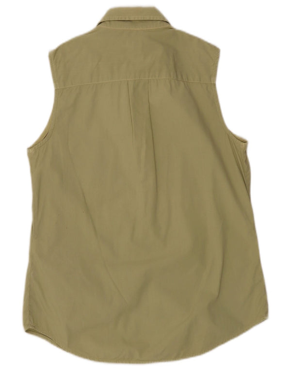 Calvin Klein Jeans Womens Sleeveless Shirt UK 14 Medium Green Cotton
