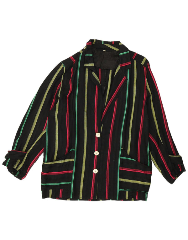 Vintage Womens 3 Button Blazer Jacket IT 46 Large Black Striped