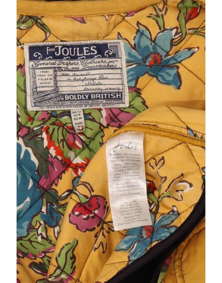 JOULES Womens Quilted Jacket UK 12 Medium  Black Polyamide