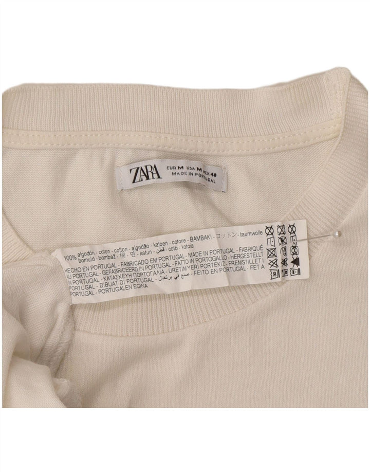 Zara Mens T-Shirt Top Medium White Cotton
