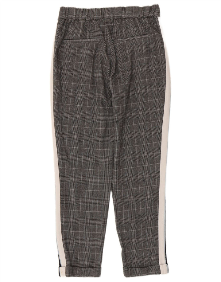 Zara Womens Slim Casual Trousers Small W26 L24 Grey Check Polyester