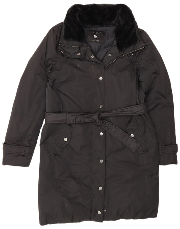 Zara Womens Padded Coat UK 14 Medium Black Colourblock Polyester