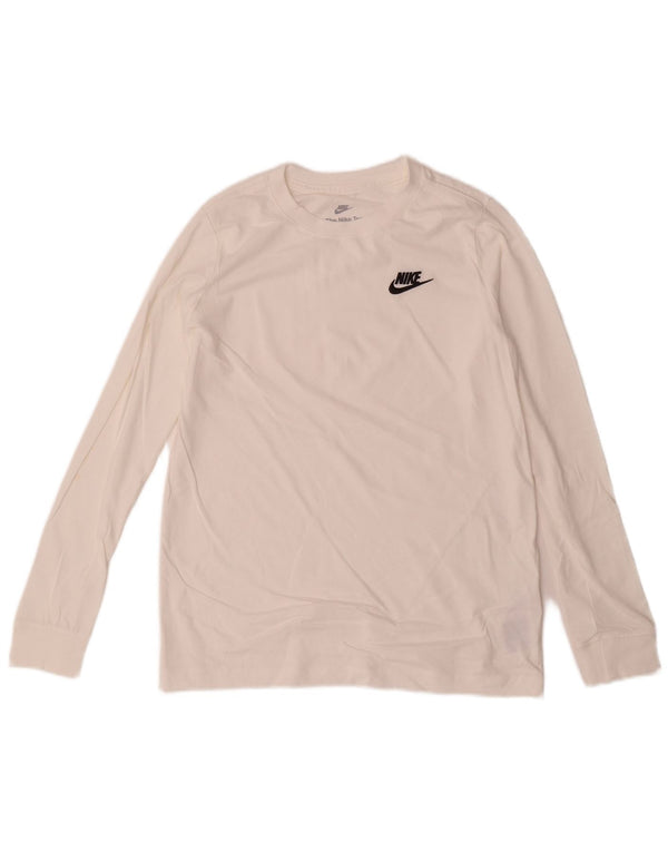 Nike Boys Top Long Sleeve 12-13 Years Large White Cotton
