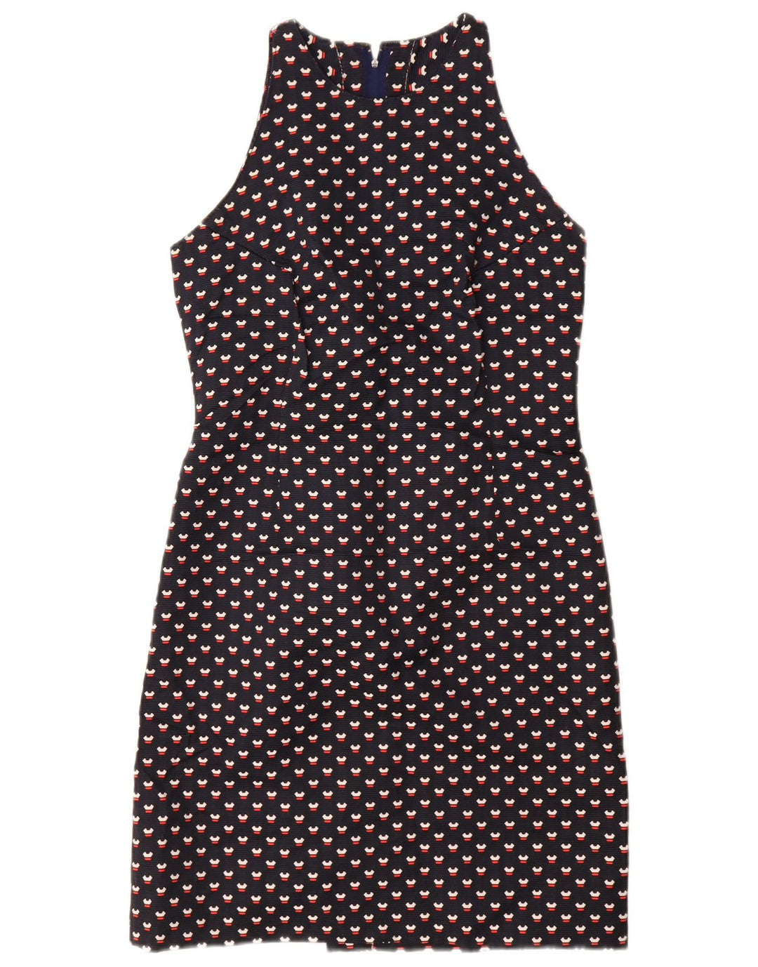 VINTAGE Womens 3 Button 2 Piece Set UK 12 Medium Navy Blue Spotted