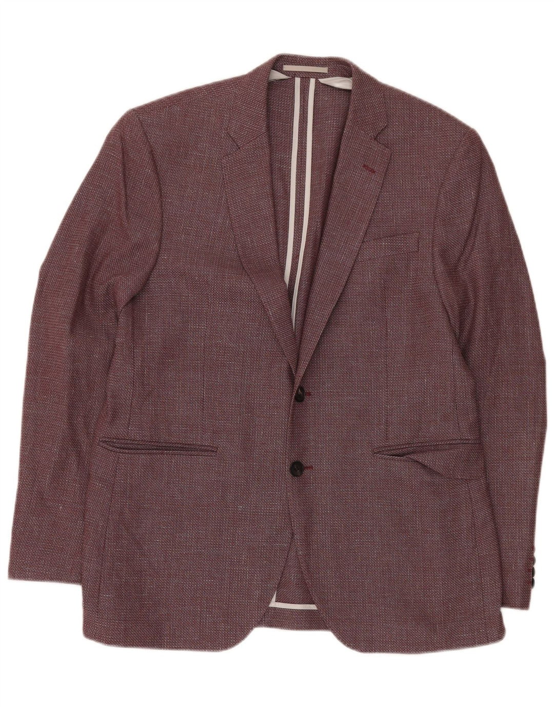 JAEGER Mens 2 Button Blazer Jacket UK 42 XL Burgundy Chevron Wool
