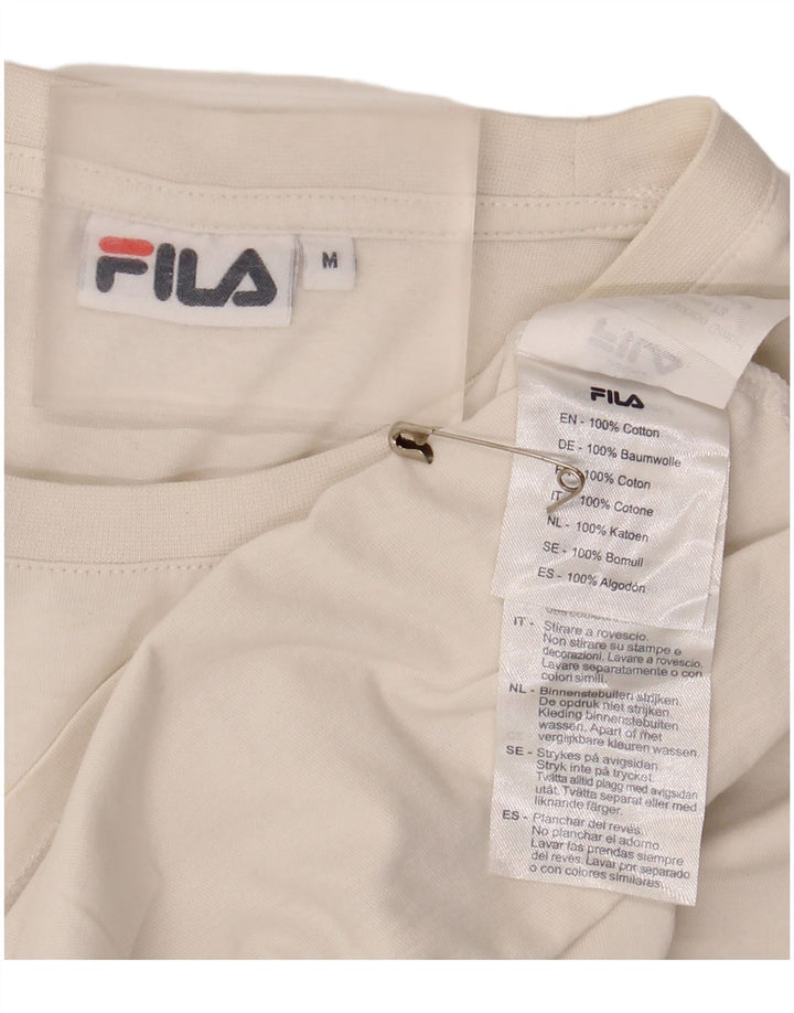 Fila Mens Graphic T-Shirt Top Medium White Cotton