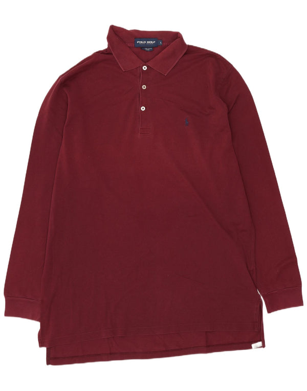 Polo Ralph Lauren Mens Golf Long Sleeve Polo Shirt Large Burgundy Cotton
