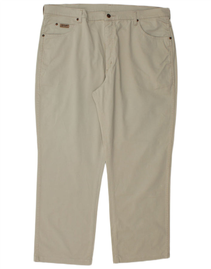 Wrangler Mens Straight Jeans W42 L29 Beige Cotton