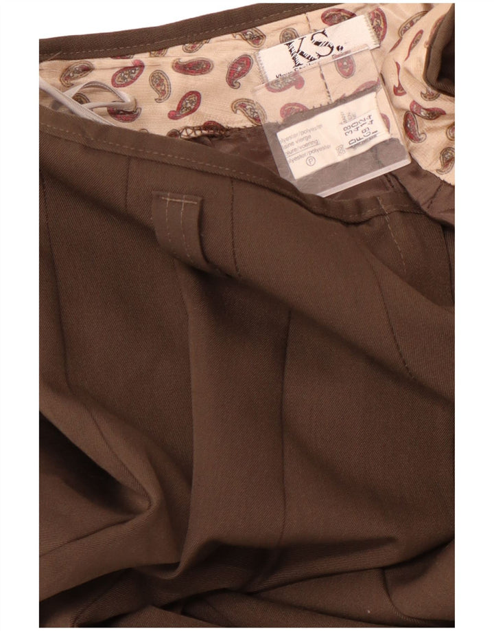 VINTAGE Womens High Waist Pleated A-Line Skirt UK 12 Medium W28 Brown