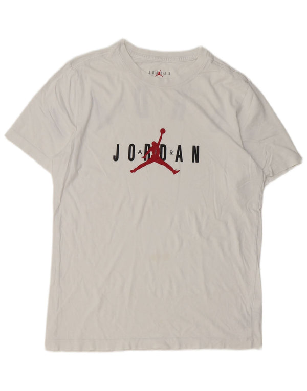 JORDAN Mens Graphic T-Shirt Top Medium White Cotton