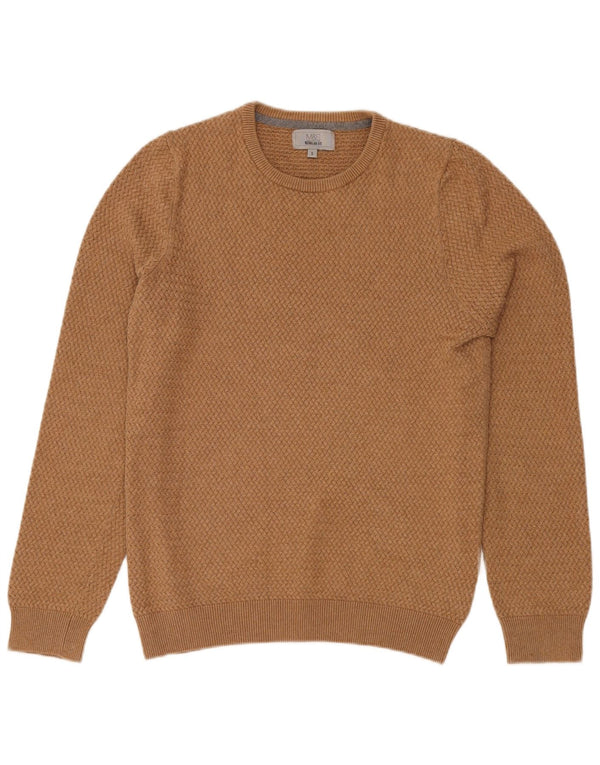 MARKS & SPENCER Mens Regular Fit Crew Neck Jumper Sweater Small Beige