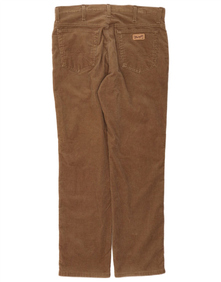 WRANGLER Mens Straight Corduroy Trousers W36 L32 Brown Cotton