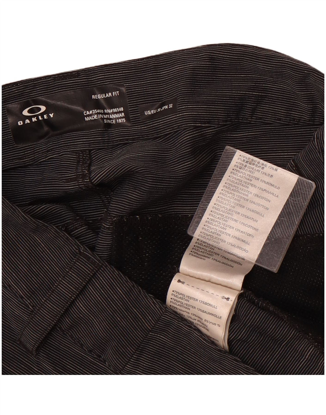 Oakley Mens Regular Fit Chino Shorts W30 Medium Grey Pinstripe Sports