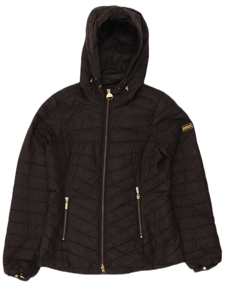 BARBOUR Womens Hooded Padded Jacket UK 10 Small  Black Polyamide