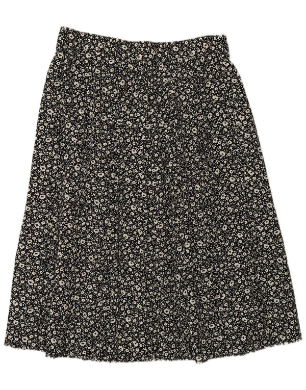 St Michael Womens A-Line Skirt UK 16 Large W30 Black Floral Polyester