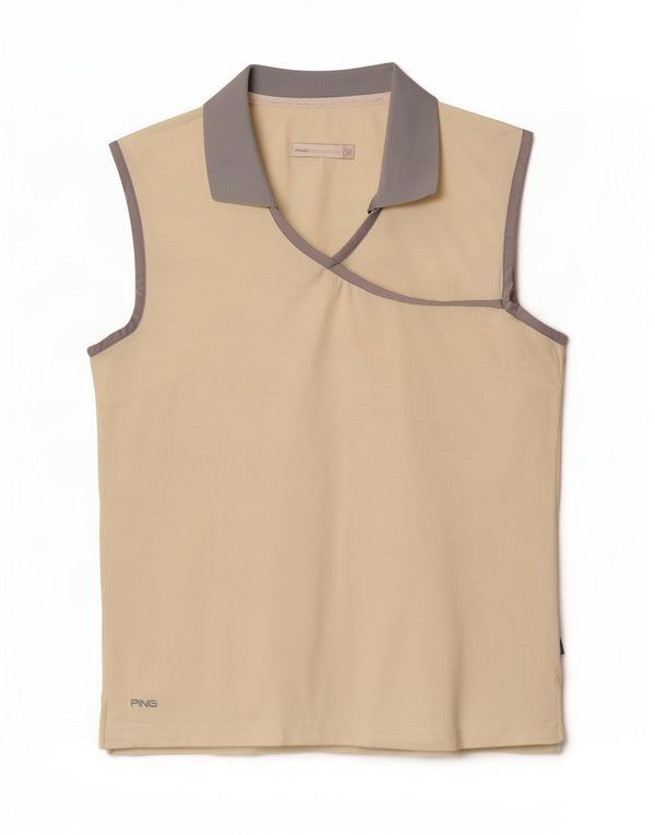 Ping Womens Sleeveless Polo shirt UK 14 Large Off White Colourblock Nylon