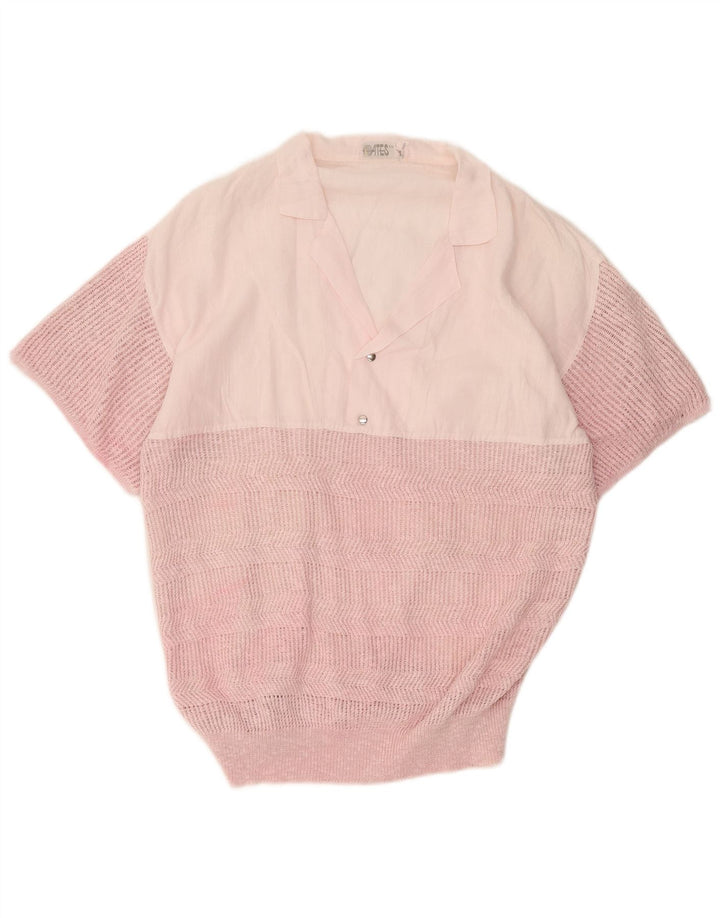 Vintage Mens Short Sleeve Pullover Shirt Medium Pink