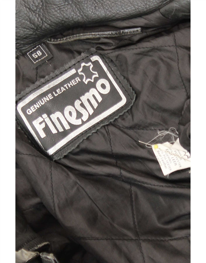 Vintage Mens Leather Biker Jacket Large Black Leather