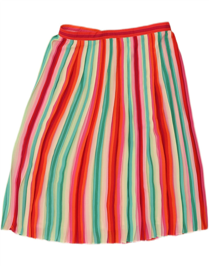 J. CREW Womens Pleated A-Line Skirt US 6 Medium W30  Multicoloured Striped Vintage J. Crew and Second-Hand J. Crew from Messina Hembry 