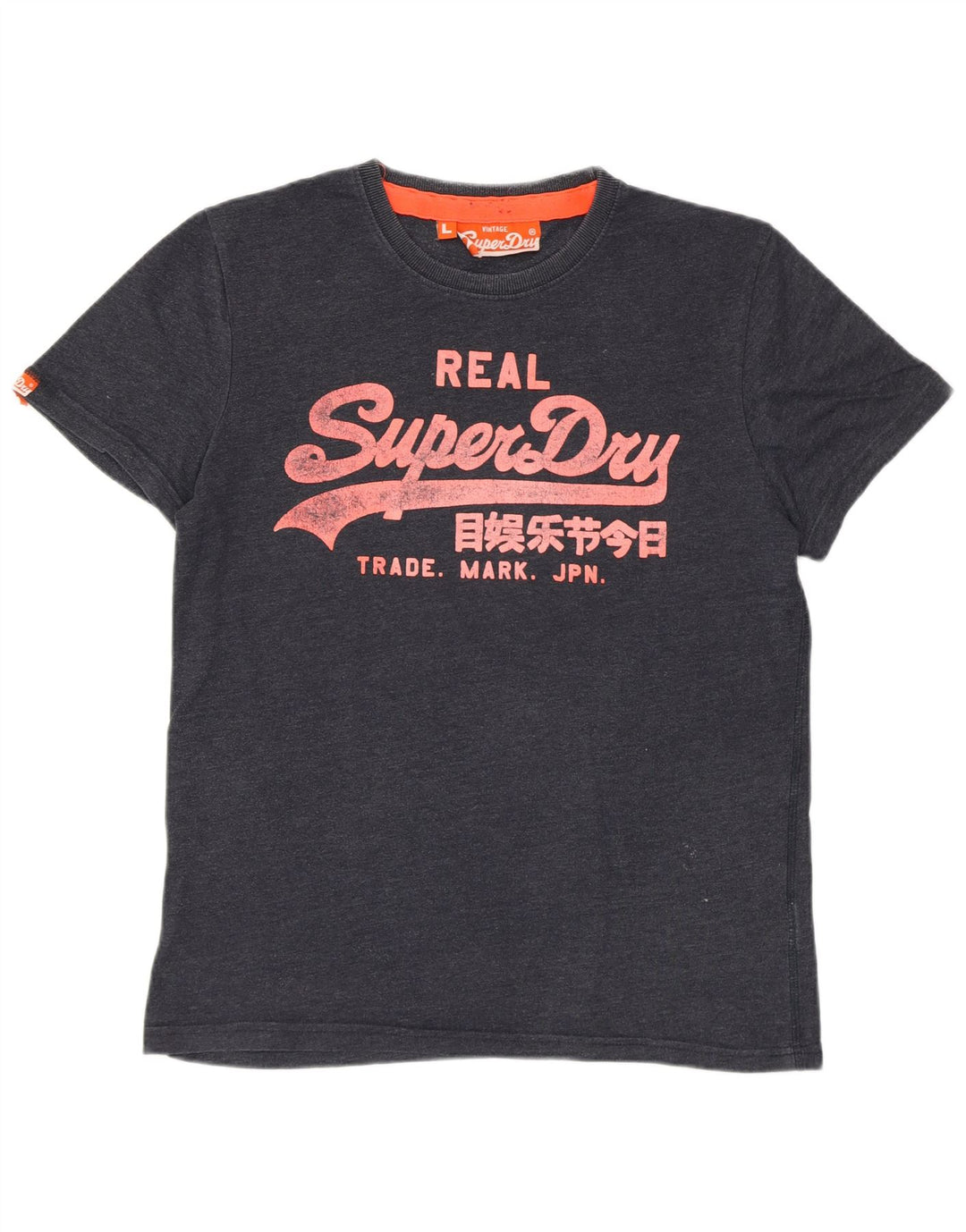 SUPERDRY Mens Graphic T-Shirt Top Large Navy Blue Cotton
