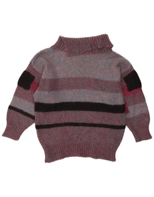 VINTAGE Womens Roll Neck Jumper Sweater UK 18 XL Purple Colourblock