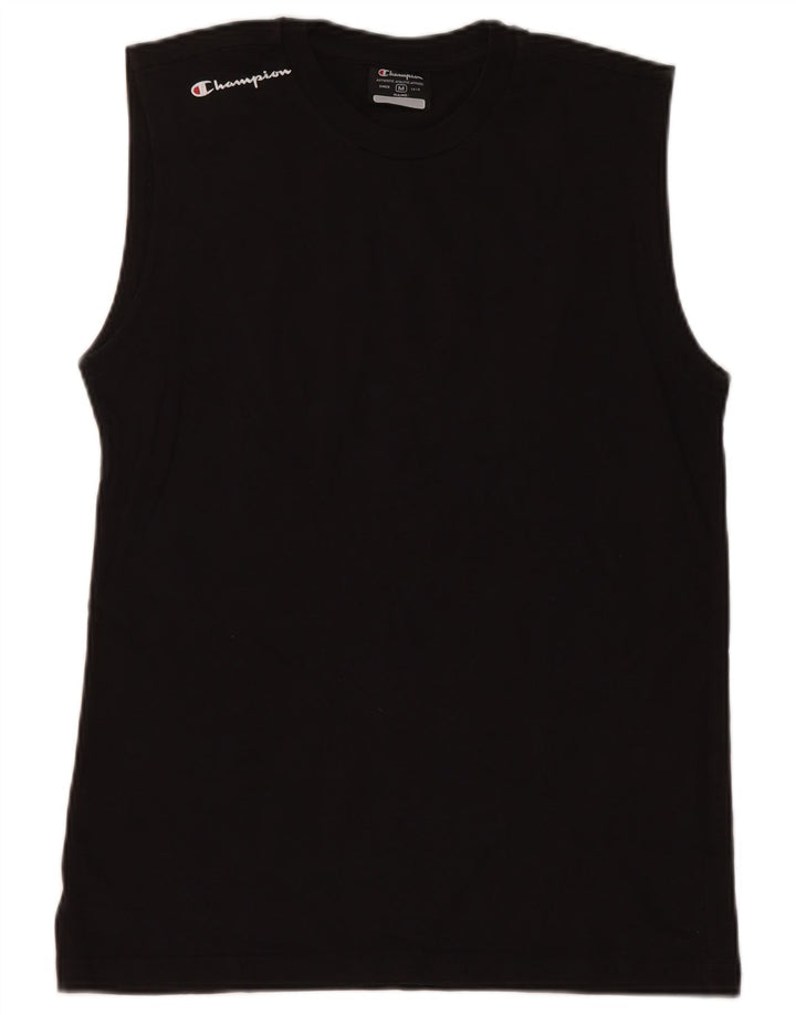 Champion Womens Vest Top UK 12 Medium Black Cotton