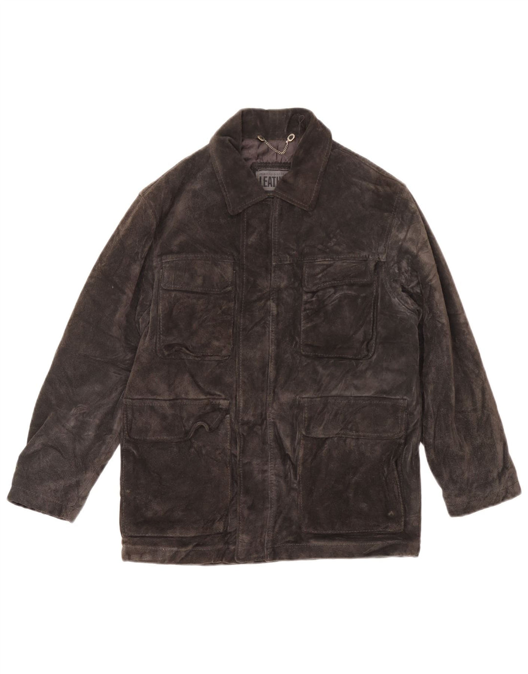 Vintage Womens Suede Oversized Windbreaker Jacket UK 10 Small Grey Leather