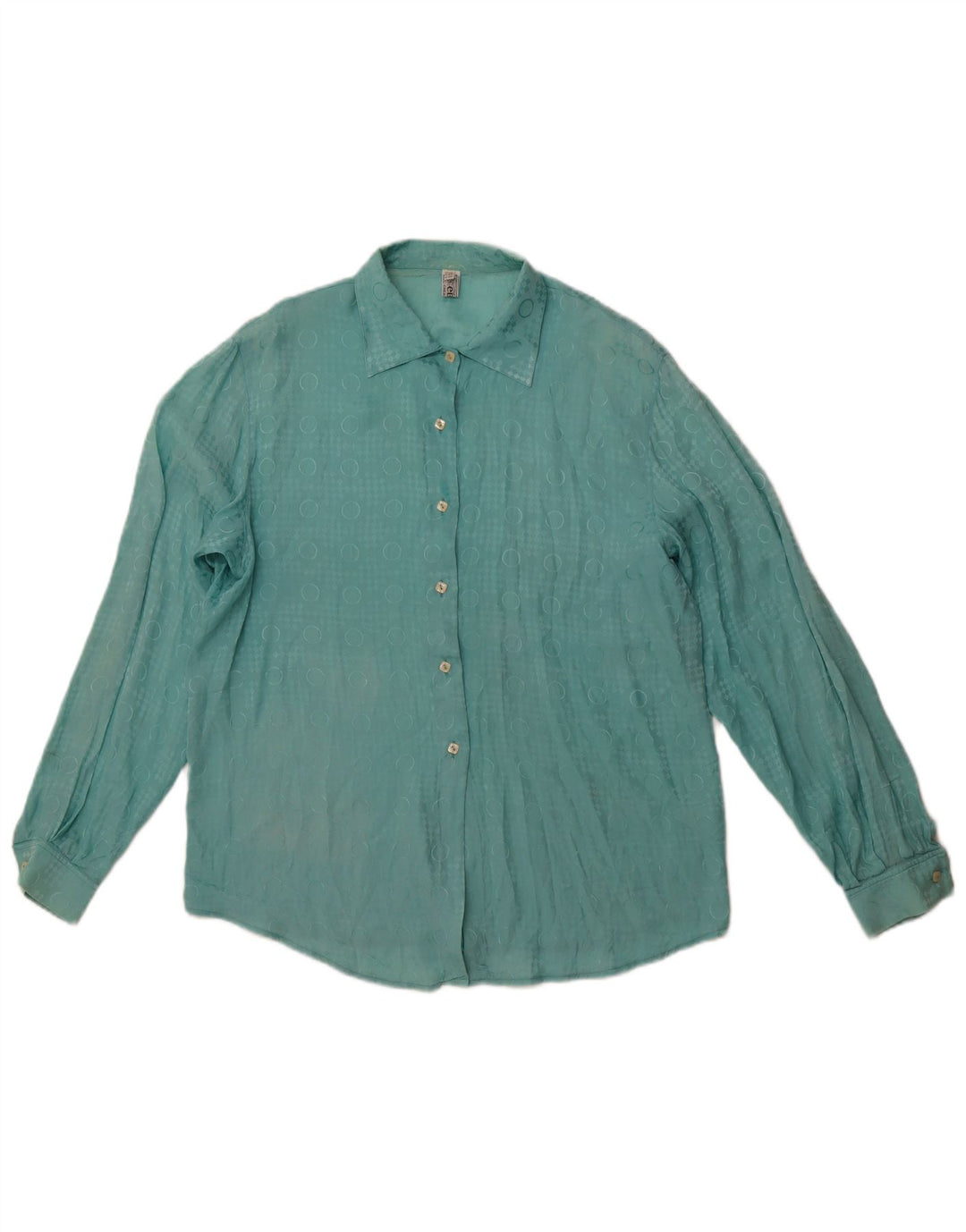 VINTAGE Womens Shirt Blouse IT 48 XL Blue Geometric Acetate